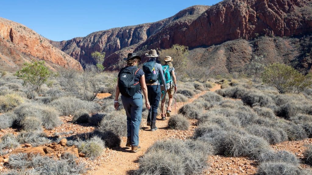 Women on the Larapinta Trail with Australian Walking Holidays photo credit Cathy Finch Photography