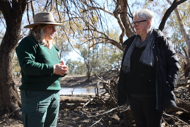 Comeroo station. Melissa Hams (NPWS) with Minister Penny Sharpe