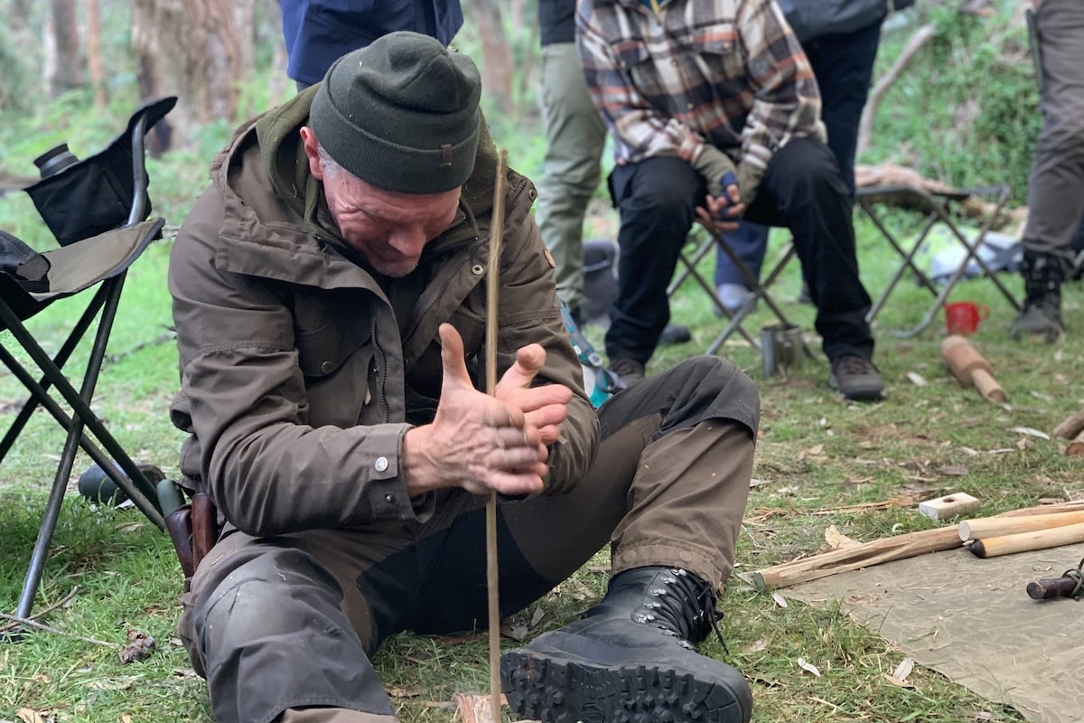 Gordon Dedman - making fire lesson