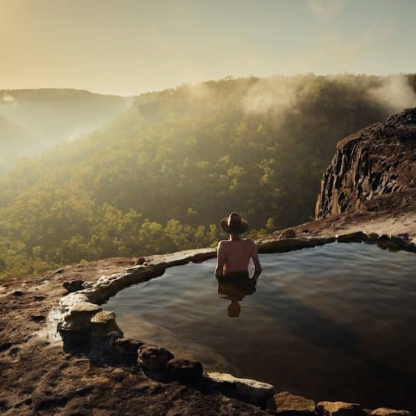 Soaking in the Queensland outback with Jarramali Rock Art Tours © Tourism Australia